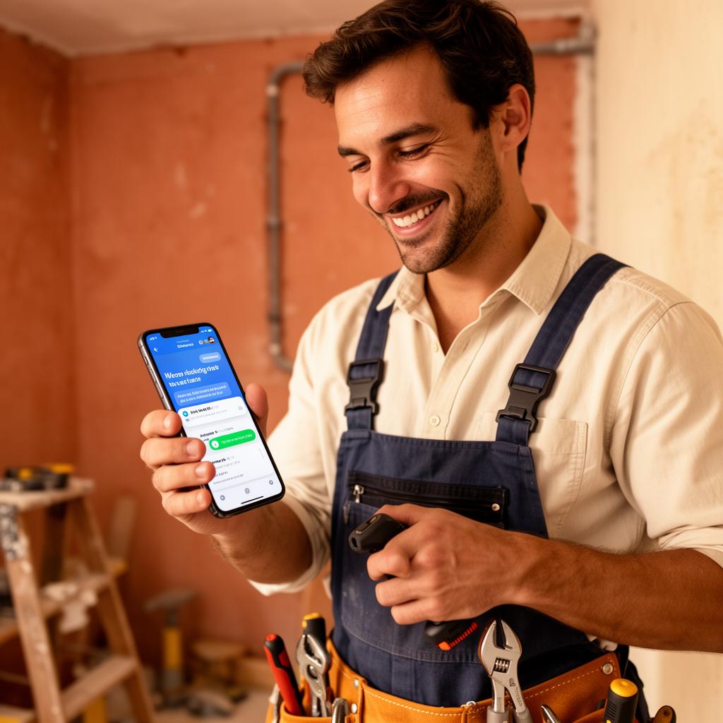 Professionnel recevant une notification de rendez-vous sur son téléphone